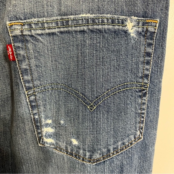 Levi's 522 Red Tab Distressed Straight Leg Med Wash Mid Rise Denim Jeans 36X30 - Picture 11 of 13